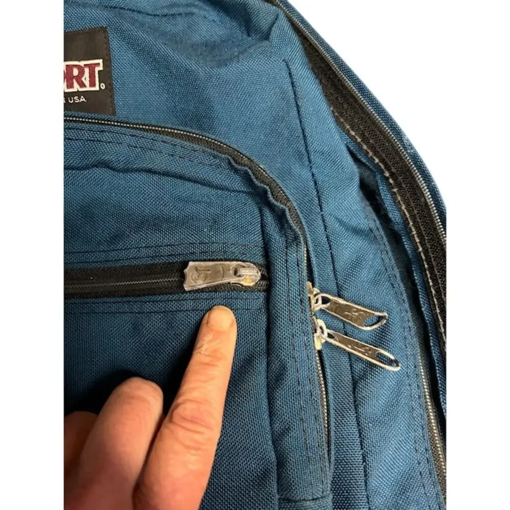 Vintage 90s 1994 JanSport Blue Green Backpack Suede Leather Bottom Backpack